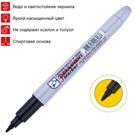 Маркер перманентный Crown Multi Marker 1 мм черный Маркер перманентный Crown Multi Marker 1 мм черный