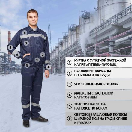 Костюм рабочий летний муж. л22-КПК т.син. (р.56-58) 194-200 Костюм рабочий летний муж. л22-КПК т.син. (р.56-58) 194-200