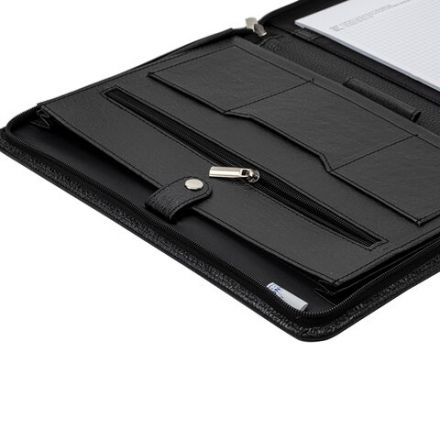Папка из натуральной кожи на молнии, 340х250х30 мм, черная, 8-011 Папка из натуральной кожи на молнии, 340х250х30 мм, черная, 8-011