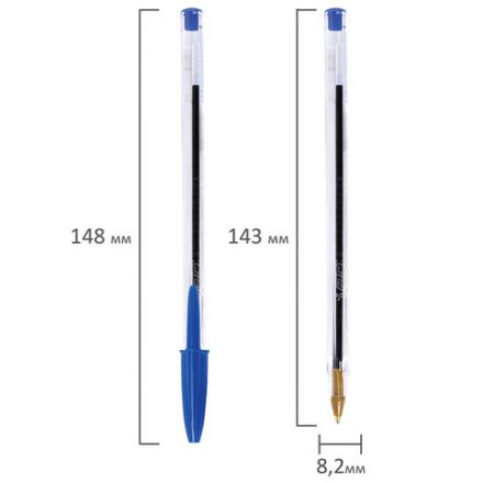 Ручка шариковая BIC "Cristal", СИНЯЯ, корпус прозрачный, узел 1 мм, линия письма 0,32 мм, 847898/528921 Ручка шариковая BIC "Cristal", СИНЯЯ, корпус прозрачный, узел 1 мм, линия письма 0,32 мм, 847898/528921