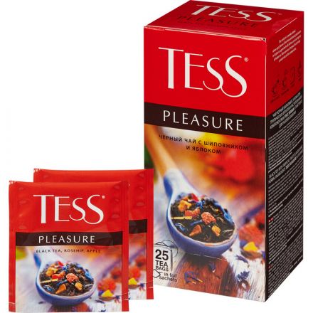 Чай Tess Pleasure черный с шиповником и яблоком 25 пакетиков
