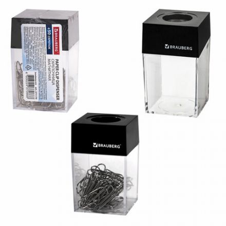 Скрепочница магнитная с 50 никелированными скрепками 28 мм, РОССИЯ, BRAUBERG, 271179 Скрепочница магнитная с 50 никелированными скрепками 28 мм, РОССИЯ, BRAUBERG, 271179