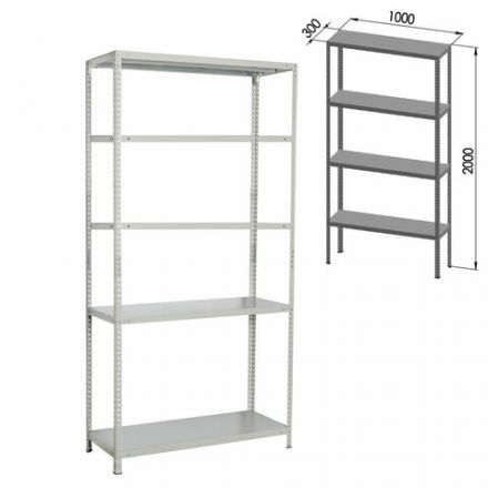 Стеллаж металлический BRABIX "MS KD-195/30-5", 1950х1000х300 мм, 5 полок, сборная стойка, 291118, S240BR243502