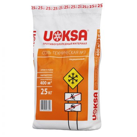 Реагент противогололедный Соль техническая №3 UOKSA белая 25кг мешок Реагент противогололедный Соль техническая №3 UOKSA белая 25кг мешок