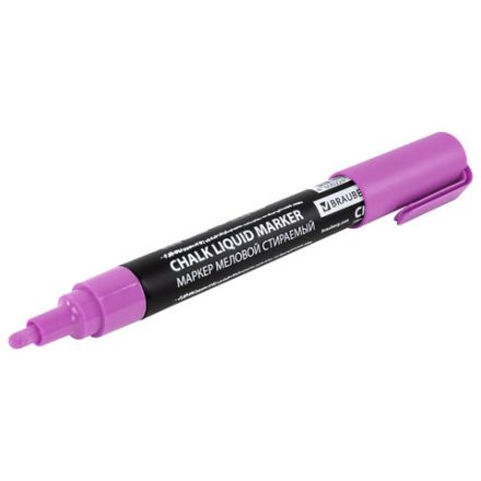 Маркер меловой CHALK LIQUID MARKER, ФИОЛЕТОВЫЙ, 3 мм, стираемый, BRAUBERG "CHALK", 152588 Маркер меловой CHALK LIQUID MARKER, ФИОЛЕТОВЫЙ, 3 мм, стираемый, BRAUBERG "CHALK", 152588