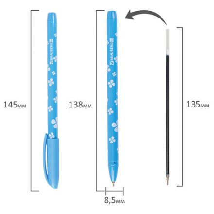 Ручка шариковая масляная BRAUBERG "FRUITY SF", СИНЯЯ, с узором, узел 1 мм, линия письма 0,5 мм, 142653 Ручка шариковая масляная BRAUBERG "FRUITY SF", СИНЯЯ, с узором, узел 1 мм, линия письма 0,5 мм, 142653