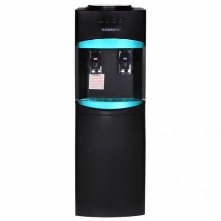 Кулер для воды SONNEN FSC-02W TURBO напольный, ТУРБОНАГРЕВ/ОХЛАЖДЕНИЕ КОМПРЕССОРНОЕ, шкаф, 2 крана, черный, 456171