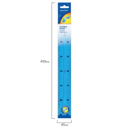 Линейка 30 см гибкая BRAUBERG "FLEX", пластиковая, ассорти, европодвес, 210675 Линейка 30 см гибкая BRAUBERG "FLEX", пластиковая, ассорти, европодвес, 210675