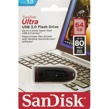 Флеш-память SanDisk Ultra, 64Gb, USB 3.0, чер, SDCZ48-064G-U46 Флеш-память SanDisk Ultra, 64Gb, USB 3.0, чер, SDCZ48-064G-U46