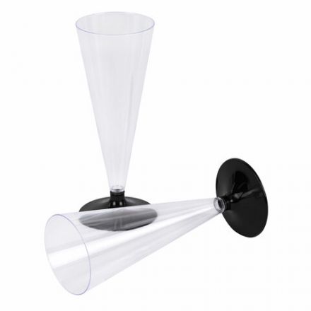 Бокал одноразовый 150 мл для шампанского "Конус" пластиковый, черная низкая ножка, ВЗЛП, 1010П/Ч Бокал одноразовый 150 мл для шампанского "Конус" пластиковый, черная низкая ножка, ВЗЛП, 1010П/Ч