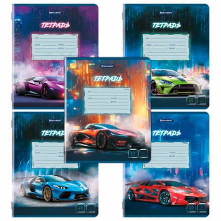 Тетрадь 18 л. BRAUBERG, клетка, обложка картон, SPORT CARS, 107298 Тетрадь 18 л. BRAUBERG, клетка, обложка картон, SPORT CARS, 107298