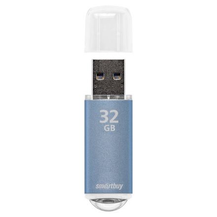 Флеш-диск 32 GB, SMARTBUY V-Cut, USB 2.0, металлический корпус, синий, SB32GBVC-B