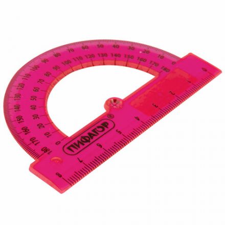 Транспортир 8 см, 180 градусов, ПИФАГОР, прозрачный, неоновый, ассорти, 210792 Транспортир 8 см, 180 градусов, ПИФАГОР, прозрачный, неоновый, ассорти, 210792