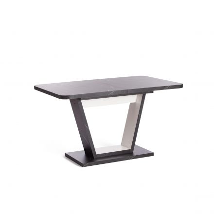 Стол обеденный VOX раздвижной ЛДСП, 132-172x85x75,5 см, Мрамор черный/Белый