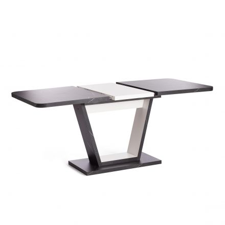 Стол обеденный VOX раздвижной ЛДСП, 132-172x85x75,5 см, Мрамор черный/Белый