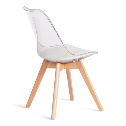 Стул TULIP (mod. 73-1) дерево/пластик/экокожа, 47,5x55x80 см, Прозрачный (Transparent)