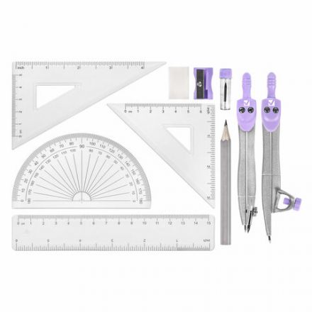 Готовальня BRAUBERG SCHOOL KIT, 11 предметов, циркуль 115 мм, циркуль 125 мм, чертежные принадлежности, лавандовый цвет, 210714 Готовальня BRAUBERG SCHOOL KIT, 11 предметов, циркуль 115 мм, циркуль 125 мм, чертежные принадлежности, лавандовый цвет, 210714