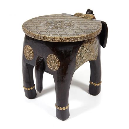 Столик Secret De Maison GOLDEN SLON ( mod. ND-006), дерево манго/латунная чеканка, 40х30х31 см, этническая роспись Столик Secret De Maison GOLDEN SLON ( mod. ND-006), дерево манго/латунная чеканка, 40х30х31 см, этническая роспись