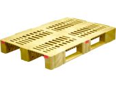 Паллет 1200х800х150 перфорированный усиленный (версия 2), на 3-х полозьях  желтый
