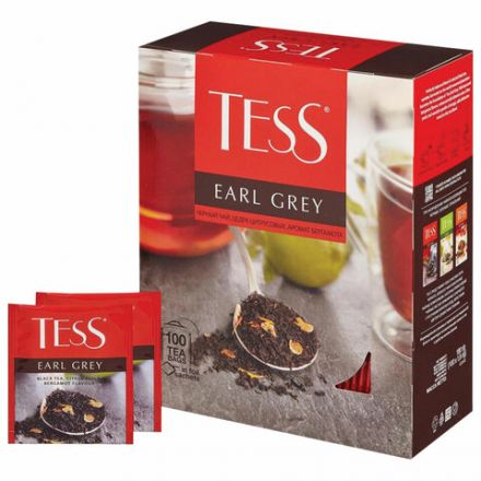 Чай TESS "Earl Grey" черный с бергамотом с цедрой лимона, 100 пакетиков в конвертах по 1,8 г, 1251-09 Чай TESS "Earl Grey" черный с бергамотом с цедрой лимона, 100 пакетиков в конвертах по 1,8 г, 1251-09