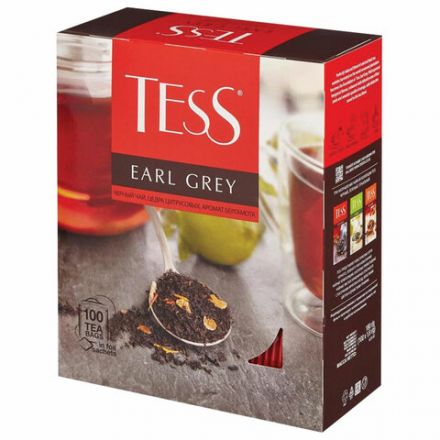 Чай TESS "Earl Grey" черный с бергамотом с цедрой лимона, 100 пакетиков в конвертах по 1,8 г, 1251-09 Чай TESS "Earl Grey" черный с бергамотом с цедрой лимона, 100 пакетиков в конвертах по 1,8 г, 1251-09
