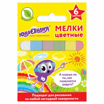 Мел цветной ЮНЛАНДИЯ "ЮНЛАНДИК И ОКРУЖАЮЩИЙ МИР", НАБОР 6 шт., квадратный, 227447 Мел цветной ЮНЛАНДИЯ "ЮНЛАНДИК И ОКРУЖАЮЩИЙ МИР", НАБОР 6 шт., квадратный, 227447