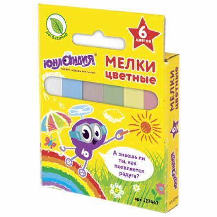 Мел цветной ЮНЛАНДИЯ "ЮНЛАНДИК И ОКРУЖАЮЩИЙ МИР", НАБОР 6 шт., квадратный, 227447 Мел цветной ЮНЛАНДИЯ "ЮНЛАНДИК И ОКРУЖАЮЩИЙ МИР", НАБОР 6 шт., квадратный, 227447