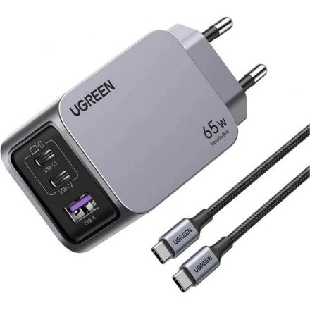 Зарядное устройство сет. UGREEN X755(25871)Nexode Pro 65W 3-Port+каб.1м сер