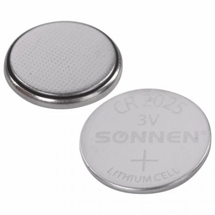 Батарейка литиевая SONNEN Lithium CR2025 "таблетка, дисковая, кнопочная" 1 шт., блистер, 451973