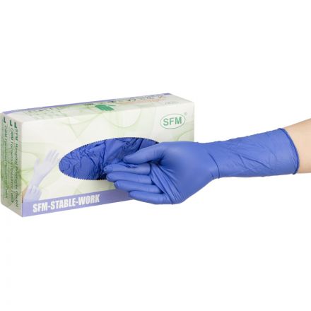 Перчатки однораз. SFM нитрил неопудр. фиолет./голуб  удл. M 100 (шт/уп),ПС