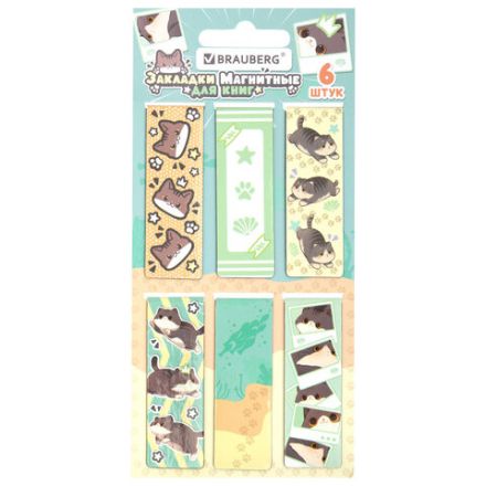 Закладки для книг МАГНИТНЫЕ, "МИЛЫЕ КОТЫ", набор 6 штук, 60x20 мм, BRAUBERG, 116985 Закладки для книг МАГНИТНЫЕ, "МИЛЫЕ КОТЫ", набор 6 штук, 60x20 мм, BRAUBERG, 116985