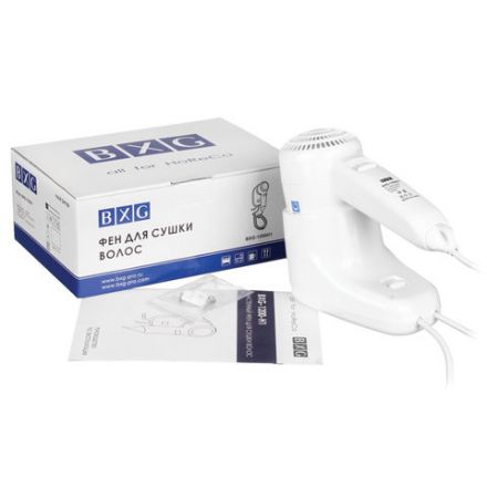 Фен для волос настенный BXG-1200H1, 1400 Вт, пластик, 2 скорости, белый Фен для волос настенный BXG-1200H1, 1400 Вт, пластик, 2 скорости, белый