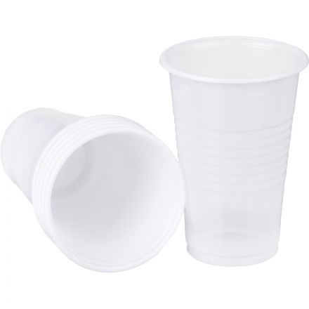 Стакан одноразовый пластиковый 200 мл белый 100 штук в упаковке  Бюджет