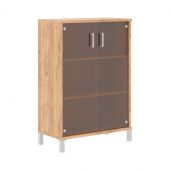 Шкаф средний со стеклянными дверьми B 420.8 Дуб Бофорд 900х450х1286 BORN Шкаф средний со стеклянными дверьми B 420.8 Дуб Бофорд 900х450х1286 BORN