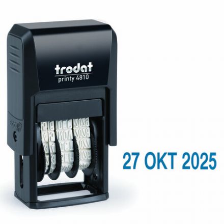 Датер-мини месяц буквами, оттиск 20 х 3,8 мм, синий, TRODAT 4810, корпус черный Датер-мини месяц буквами, оттиск 20 х 3,8 мм, синий, TRODAT 4810, корпус черный