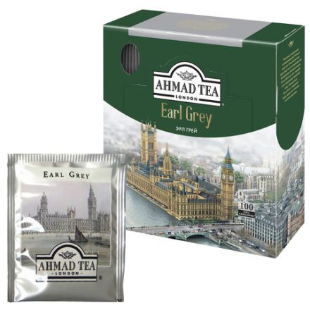 Чай AHMAD "Earl Grey" черный с ароматом бергамота,100 пакетиков в конвертах по 2 г, 595i-08
