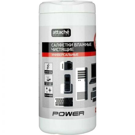 Салфетки Attache Selection Power в тубе универсальные антибактериальные (100 штук)