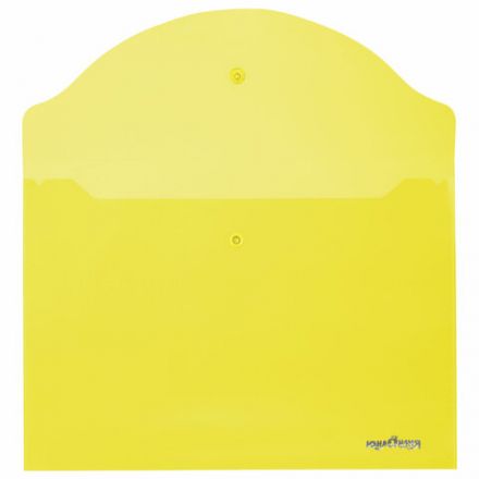 Папка-конверт с кнопкой ЮНЛАНДИЯ, А4, до 100 листов, прозрачная, желтая, 0,18 мм, 228668 Папка-конверт с кнопкой ЮНЛАНДИЯ, А4, до 100 листов, прозрачная, желтая, 0,18 мм, 228668