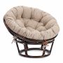 Кресло Папасан/Papasan (23/01 W) /с подушкой и ремешками/ 115х101х104см, античный черно-коричневый, подушка рогожка, меланж