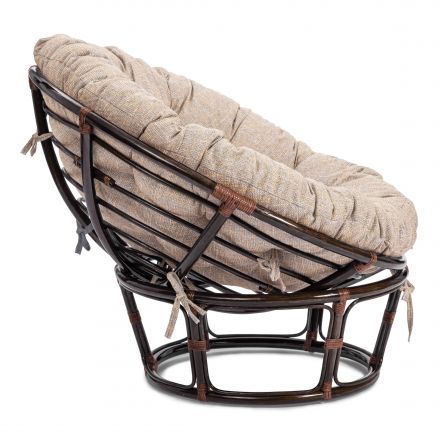 Кресло Папасан/Papasan (23/01 W) /с подушкой и ремешками/ 115х101х104см, античный черно-коричневый, подушка рогожка, меланж