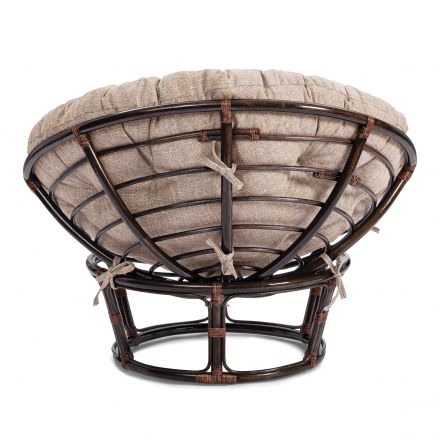 Кресло Папасан/Papasan (23/01 W) /с подушкой и ремешками/ 115х101х104см, античный черно-коричневый, подушка рогожка, меланж