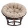 Кресло Папасан/Papasan (23/01 W) /с подушкой и ремешками/ 115х101х104см, античный черно-коричневый, подушка рогожка, меланж