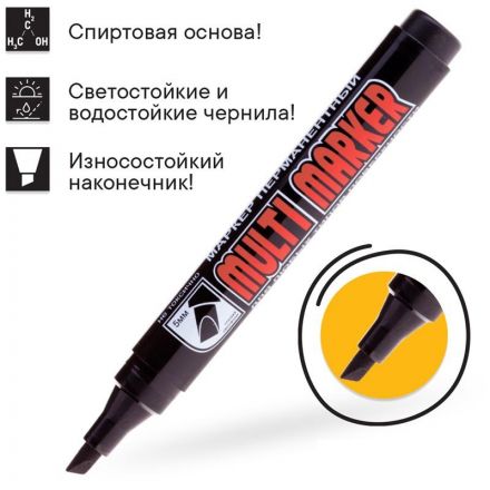 Маркер перманентный Crown Multi Marker 5 мм скошенный черный Маркер перманентный Crown Multi Marker 5 мм скошенный черный