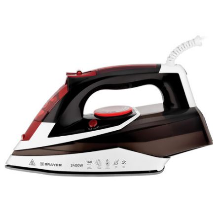 Утюг BRAYER BR4005, 2400 Вт, керамическое покрытие, самоочистка, антикапля, антинакипь, автоотключение, коричневый Утюг BRAYER BR4005, 2400 Вт, керамическое покрытие, самоочистка, антикапля, антинакипь, автоотключение, коричневый