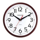 Часы настенные TROYKATIME (TROYKA) 91931912, круг, белые, коричневая рамка, 23х23х4 см