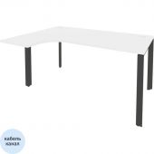 Стол KYN_0MX_ONIX-П левый П на металлокаркасе O.MP-SA-4Lбелый брил./антрац