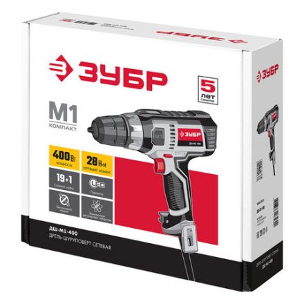 Дрель-шуруповерт СЕТЕВАЯ, 400 Вт, 750 об/мин, ЗУБР ДШ-М1-400 Дрель-шуруповерт СЕТЕВАЯ, 400 Вт, 750 об/мин, ЗУБР ДШ-М1-400