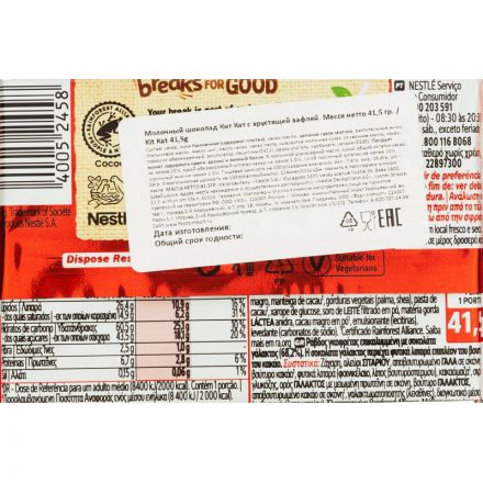 Шоколад Кит Кат молочный с хрустящей вафлей, 41,5г