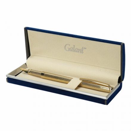Ручка подарочная перьевая GALANT "VERSUS", корпус золотистый, детали золотистые, узел 0,8 мм, синяя, 143528