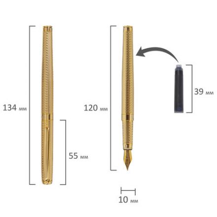 Ручка подарочная перьевая GALANT "VERSUS", корпус золотистый, детали золотистые, узел 0,8 мм, синяя, 143528